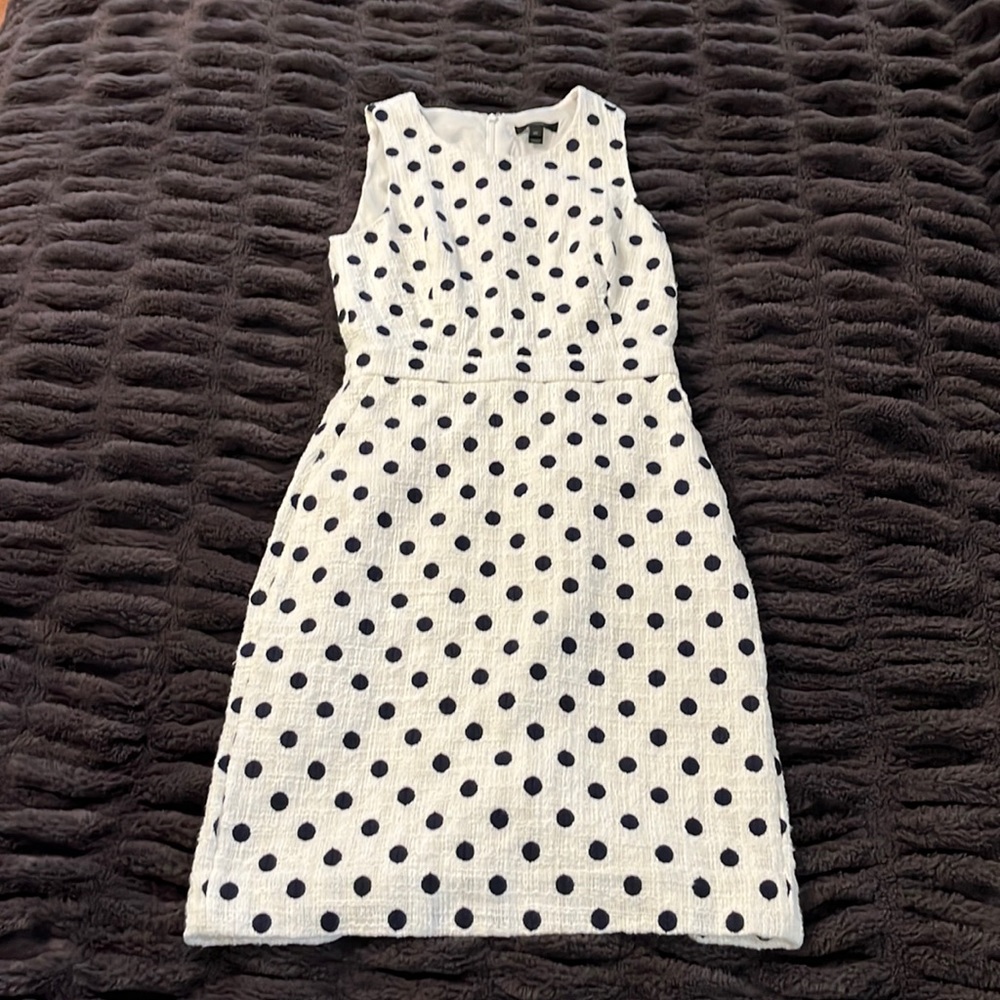 JCrew black and white polka dot dress